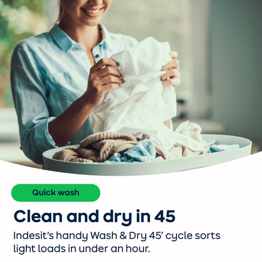 Indesit Integrated 7Kg / 5Kg Washer Dryer - White - AO Annotation - Wash & Dry 45'